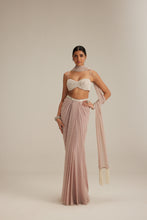 Load image into Gallery viewer, Ash pink Pearl Scattered draped skirt set
