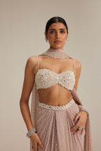 Load image into Gallery viewer, Ash pink Pearl Scattered draped skirt set
