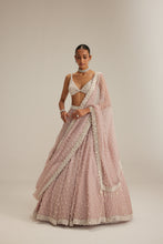 Load image into Gallery viewer, Ash Pink Pearl Drop Organza Lehenga Set
