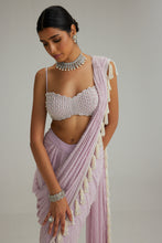 Load image into Gallery viewer, Lavender draped saree set
