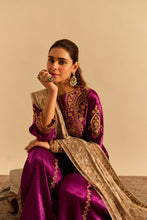 Load image into Gallery viewer, Aroob - Deep Purple Kurta with Sharara and Dupatta
