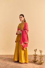Load image into Gallery viewer, Aroob - Mustard Kurta with Sharara and Dupatta
