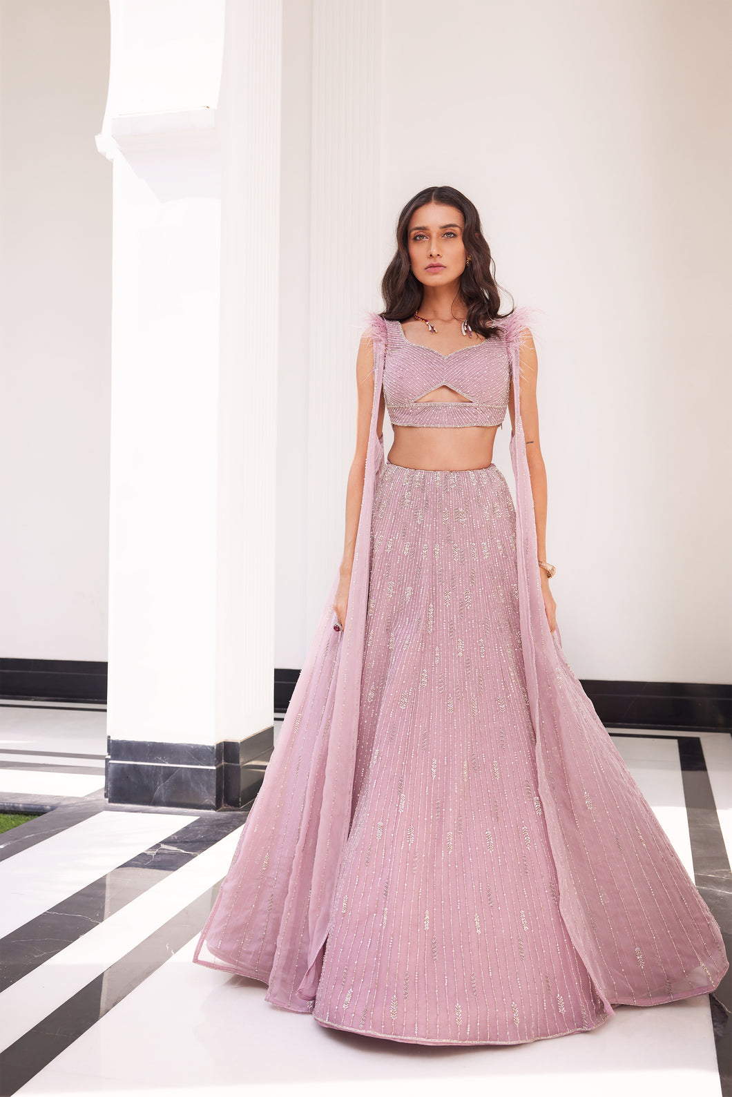ESME LILAC PINK EMBROIDERED LEHENGA WITH BLOUSE