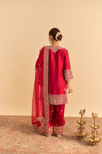 Load image into Gallery viewer, Dua Deep red Dabka Zardozi Embroidered Short kurta Set
