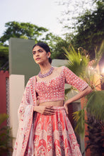 Load image into Gallery viewer, Coral velvet heavily embellished lehenga
