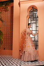 Load image into Gallery viewer, RUST RAWSILK EMBROIDERED LEHENGA
