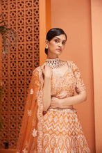 Load image into Gallery viewer, RUST RAWSILK EMBROIDERED LEHENGA
