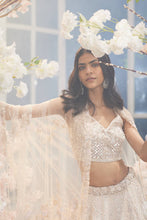 Load image into Gallery viewer, PEACH ORGANZA HAND EMBELLISHED LEHENGA
