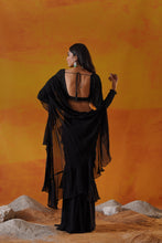 Load image into Gallery viewer, Black georgette saree set

