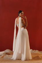 Load image into Gallery viewer, White georgette sharara choli set
