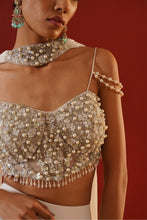 Load image into Gallery viewer, White georgette sharara choli set
