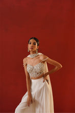 Load image into Gallery viewer, White georgette sharara choli set
