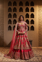 Load image into Gallery viewer, Fuchsia embroidered lehenga with Anarkali Kurta set
