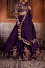 Load image into Gallery viewer, Purple dupion silk blouse, lehenga and organza silk dupatta
