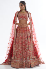 Load image into Gallery viewer, Rani raw silk heavily embroidered lehenga
