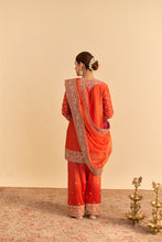 Load image into Gallery viewer, Naseha Burnt orange Dabka Zardozi Embroidered Short kurta Set

