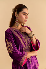 Load image into Gallery viewer, Nooren - Deep Purple Kurta with Flared Palazzo and Dupatta
