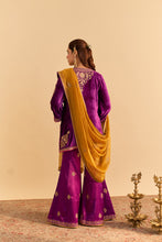 Load image into Gallery viewer, Nooren - Deep Purple Kurta with Flared Palazzo and Dupatta
