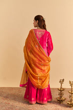 Load image into Gallery viewer, Nooren - Hotpink Kurta with Flared Palazzo and Dupatta
