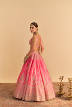 Load image into Gallery viewer, Aashina  - Dabka Zardozi Embroidered Pure Tissue Carrot Pink Lehenga Set
