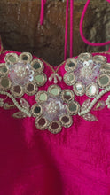 Load and play video in Gallery viewer, Ivory and Fuchsia Lehenga set with mirror work
