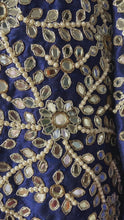 Load and play video in Gallery viewer, Royal Blue raw silk mirror work lehenga set
