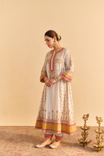 Load image into Gallery viewer, Zoya - Dabka Zardozi Embroidered Rich Banarasi Kalidaar Daisy Ivory Long Chauga Set

