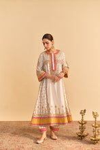 Load image into Gallery viewer, Zoya - Dabka Zardozi Embroidered Rich Banarasi Kalidaar Daisy Ivory Long Chauga Set
