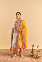 Load image into Gallery viewer, Zoya - Dabka Zardozi Embroidered Rich Banarasi Kalidaar Daisy Ivory Long Chauga Set
