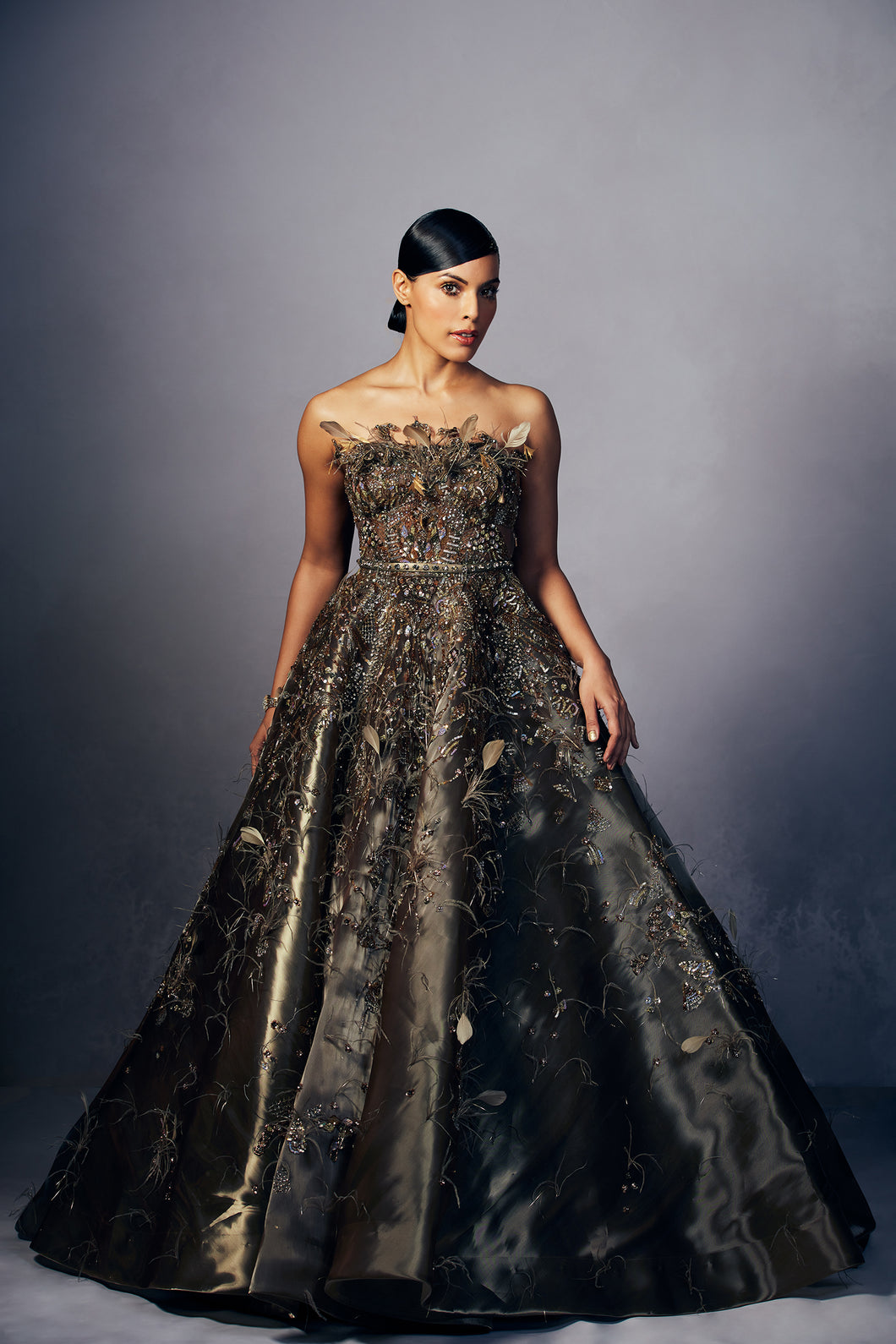 Sidney Metallic organza gown