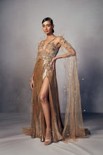 Load image into Gallery viewer, Iris Lurex draped column gown
