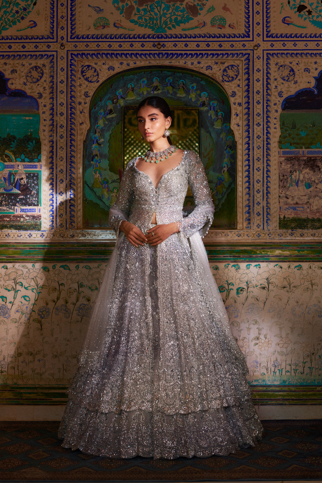 Silver Zardozi Lehenga Set