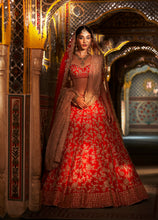 Load image into Gallery viewer, Red Rose Gold Zardosi Lehenga Set
