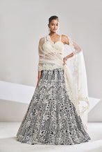 Load image into Gallery viewer, Black &amp; White Pearl Lehenga Set
