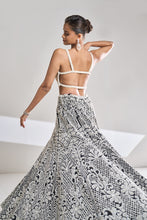 Load image into Gallery viewer, Black &amp; White Pearl Lehenga Set
