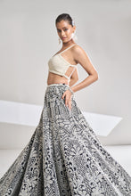 Load image into Gallery viewer, Black &amp; White Pearl Lehenga Set
