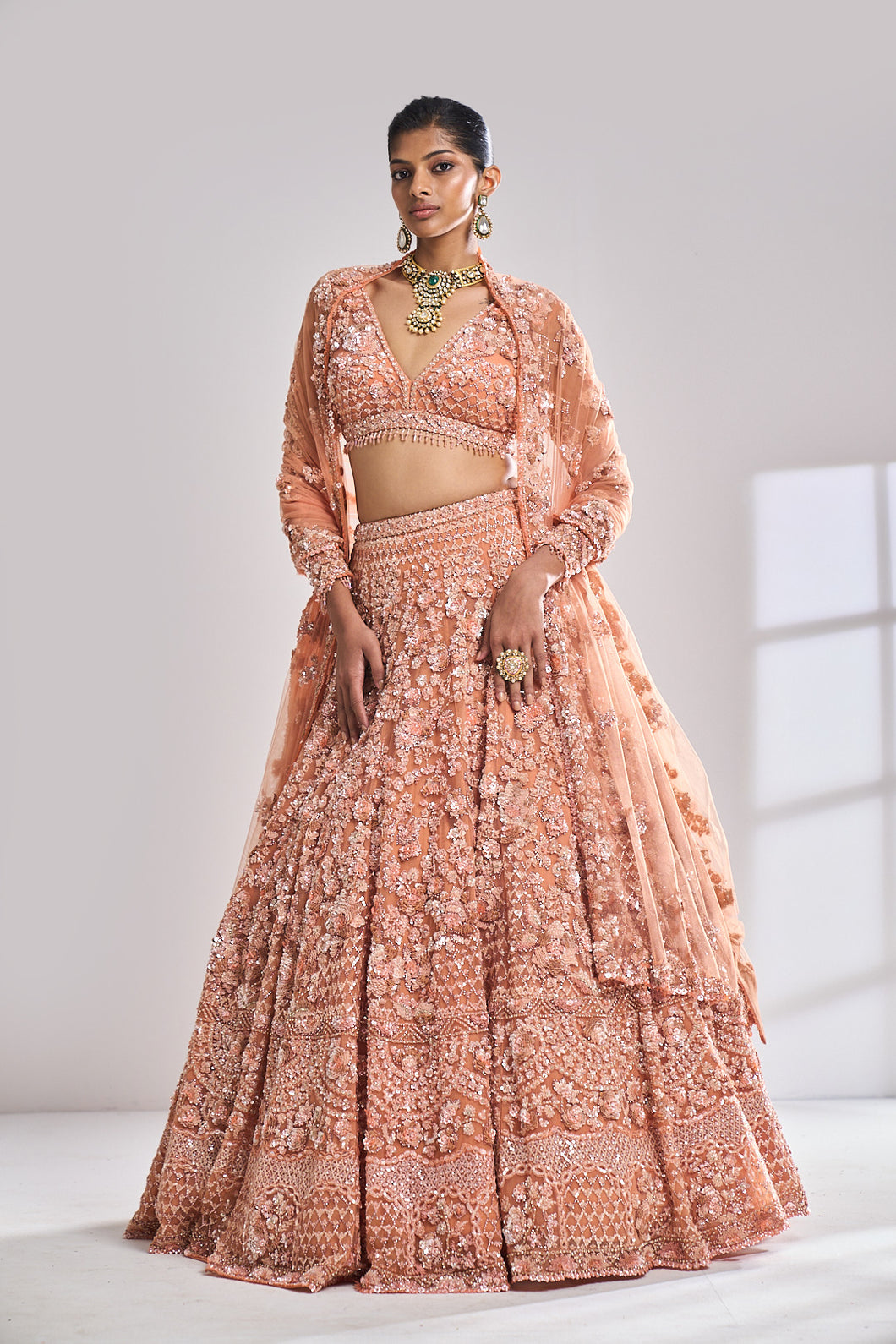 Copper Sequin Lehenga Set