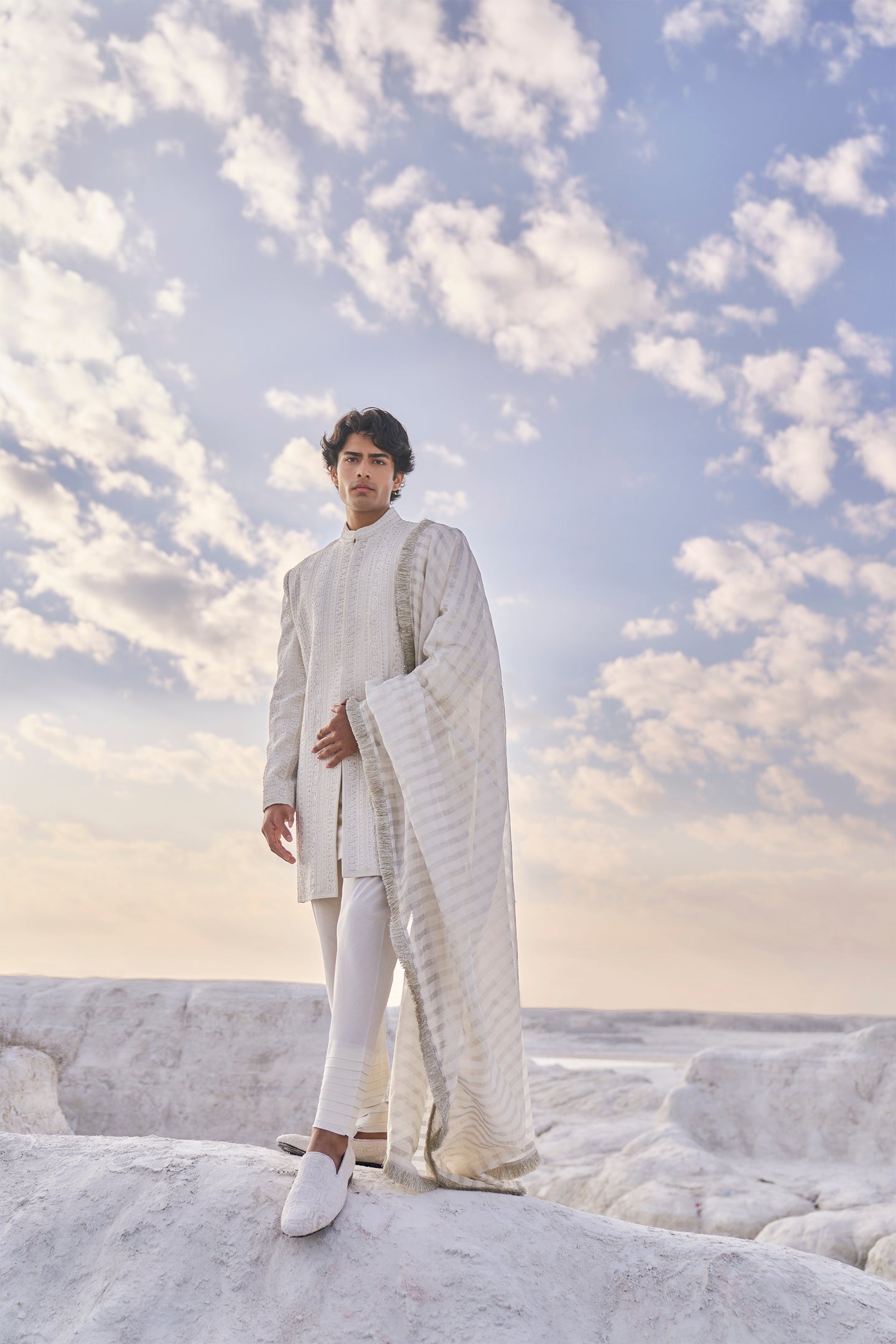 Cream Dori Sherwani Set
