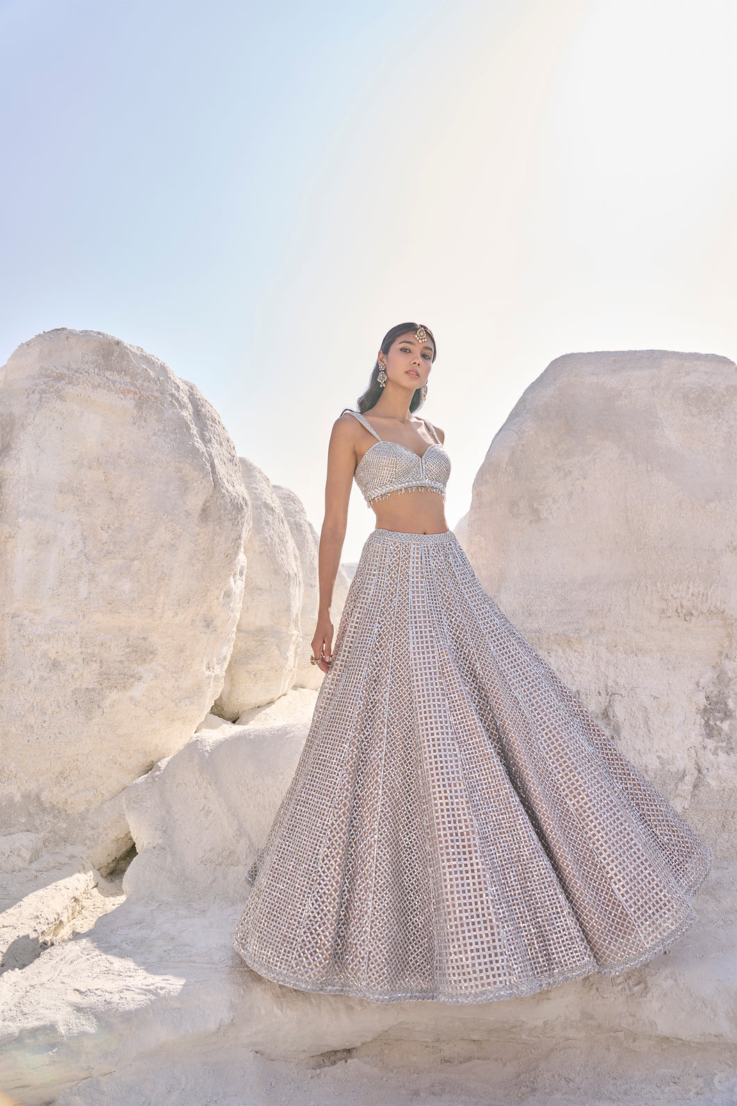Coffee Silver Lehenga Set