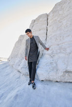 Load image into Gallery viewer, Black &amp; White Open Sherwani Set
