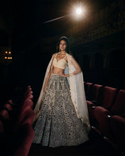 Load image into Gallery viewer, Black &amp; White Pearl Lehenga Set
