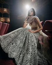 Load image into Gallery viewer, Black &amp; White Pearl Lehenga Set
