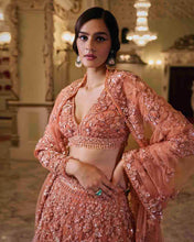 Load image into Gallery viewer, Copper Sequin Lehenga Set
