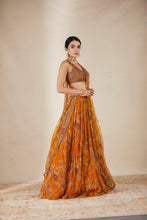 Load image into Gallery viewer, MUSTARD FLORAL LEHENGA SET
