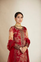 Load image into Gallery viewer, RED FLORAL ORGANZA FLORAL KURTA SET
