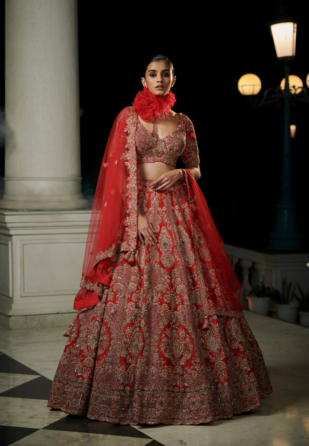 Claret Raw Silk Bridal Lehenga Set