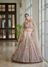 Load image into Gallery viewer, Pink Muted Shimmer Tulle Bridal Lehenga Set
