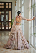 Load image into Gallery viewer, Pink Muted Shimmer Tulle Bridal Lehenga Set
