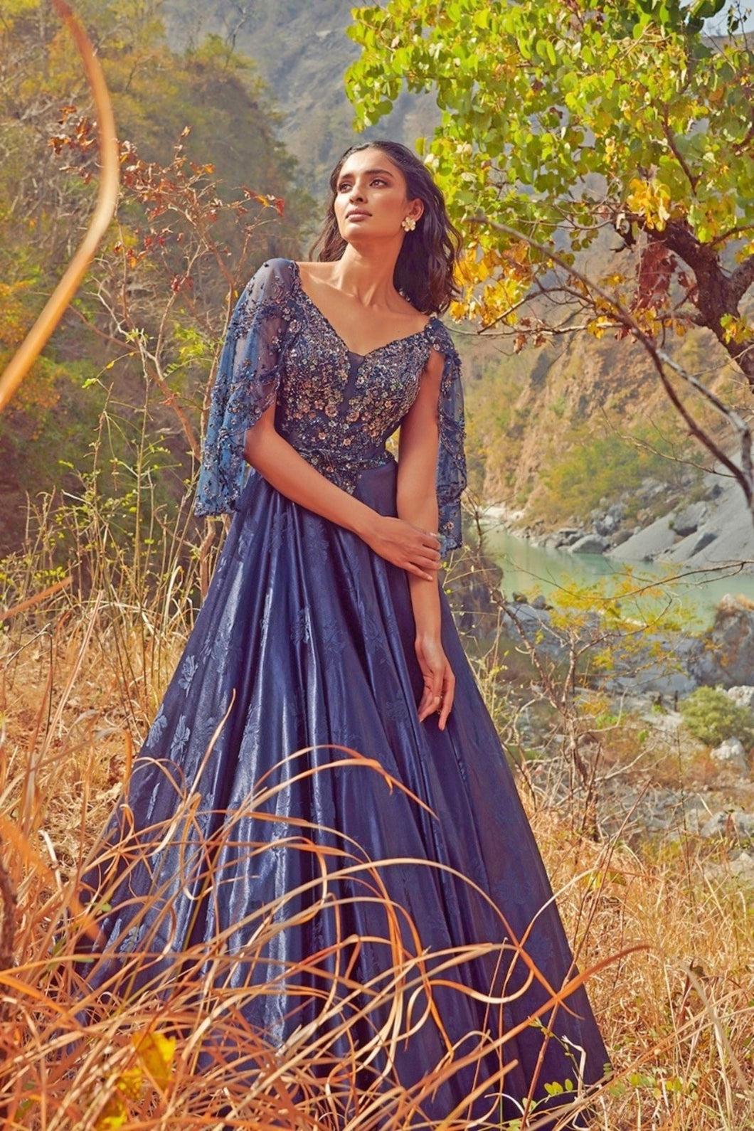 Blue Satin Gown