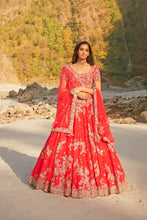 Load image into Gallery viewer, Red Silk Lehenga Set

